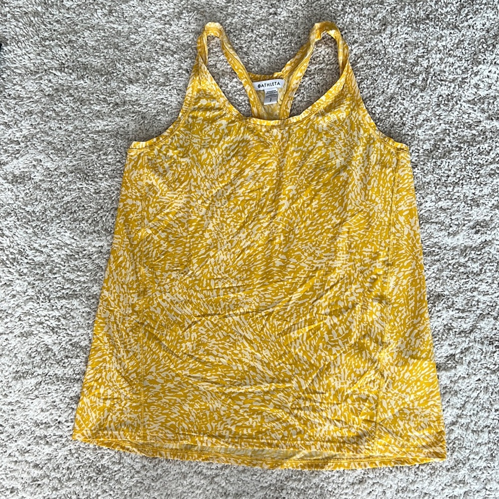 Athleta gold floral tank top